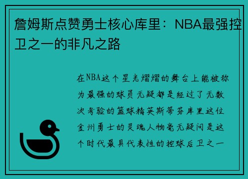詹姆斯点赞勇士核心库里：NBA最强控卫之一的非凡之路